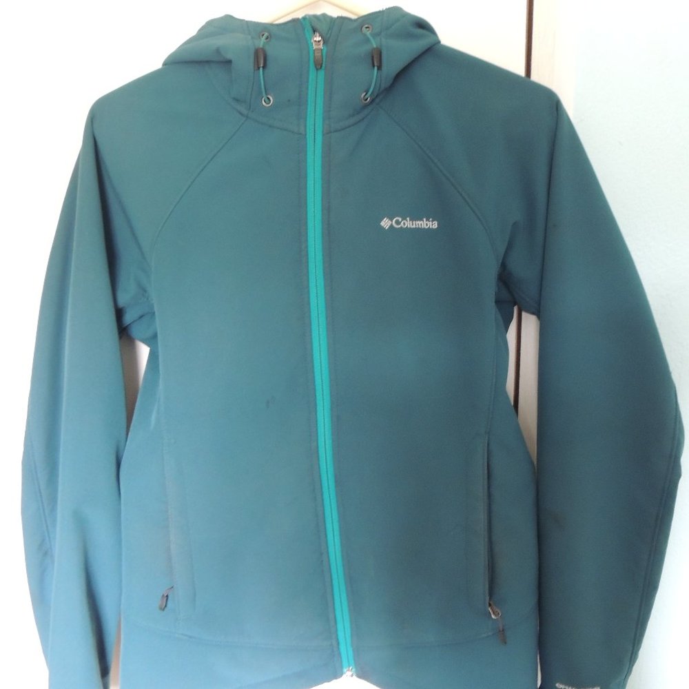Teal Columbia fleece-lined jacket, women's small